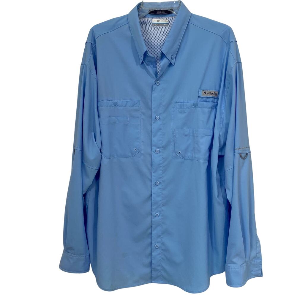 Columbia Tamiami PFG XL Shirt Men's Blue Long Sleeve Fishing Outdoor Wear
